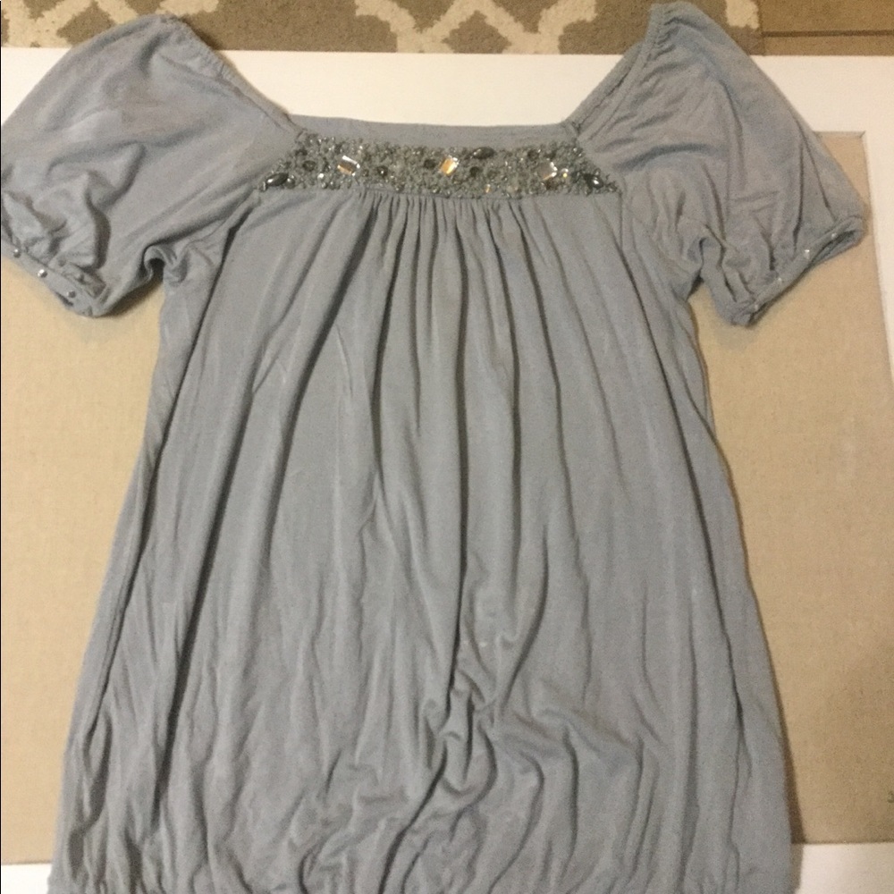 Gray Rhinestone Accented Top